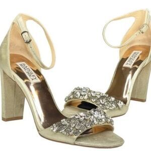 BADGLEY MISCHKA Barby Ankle Strap Sandals Gold Size 8.5
